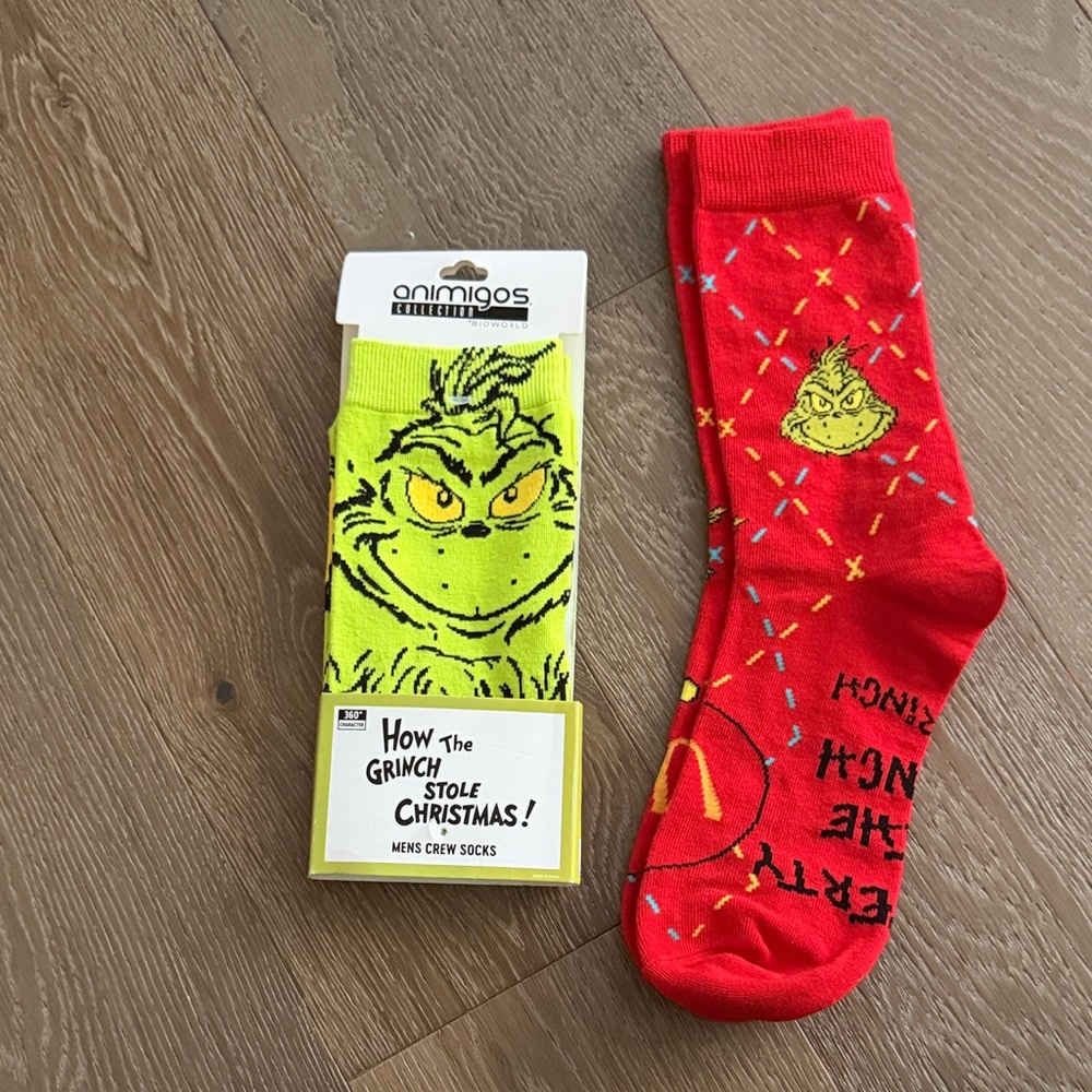 Set of 2 Men’s Grinch Socks. NWT & NWOT.